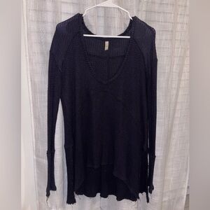 Free People Oversized Waffle Knit Sweater – Navy